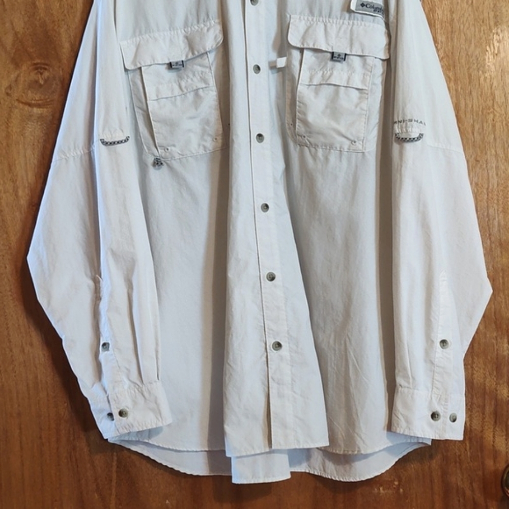 Columbia Mens Vented PFG Fishing Shirt White Collared Convertible Sleeves XXL - Picture 4 of 11
